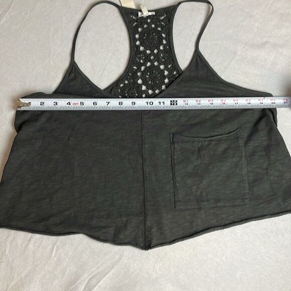 NWT Aerie cropped gray tank top crochet back size XL - Picture 9 of 10